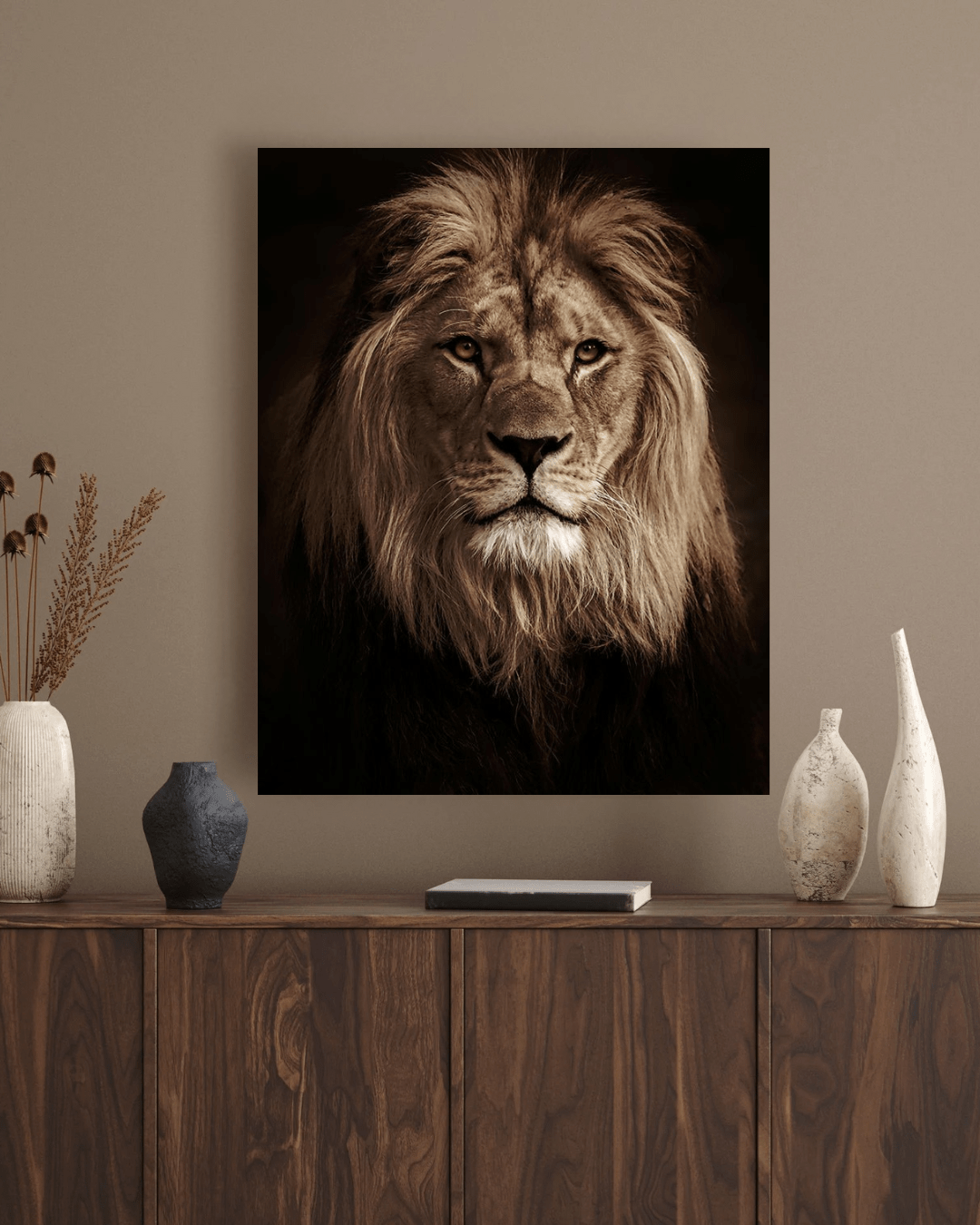 Leeuw wanddecoratie plexiglas - AFBEELDING AAN DE MUUR