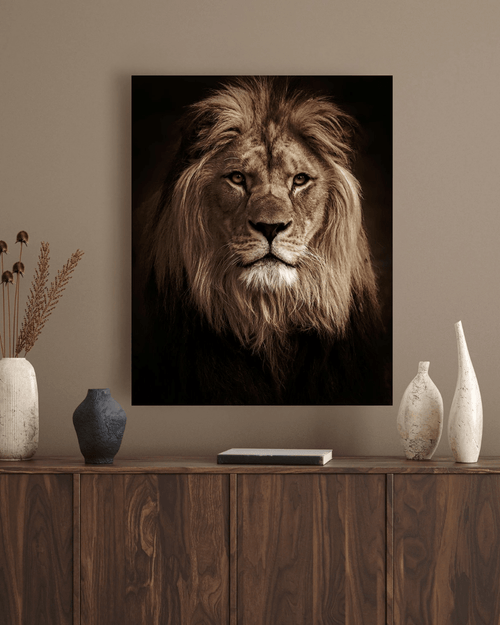 Leeuw wanddecoratie plexiglas - AFBEELDING AAN DE MUUR