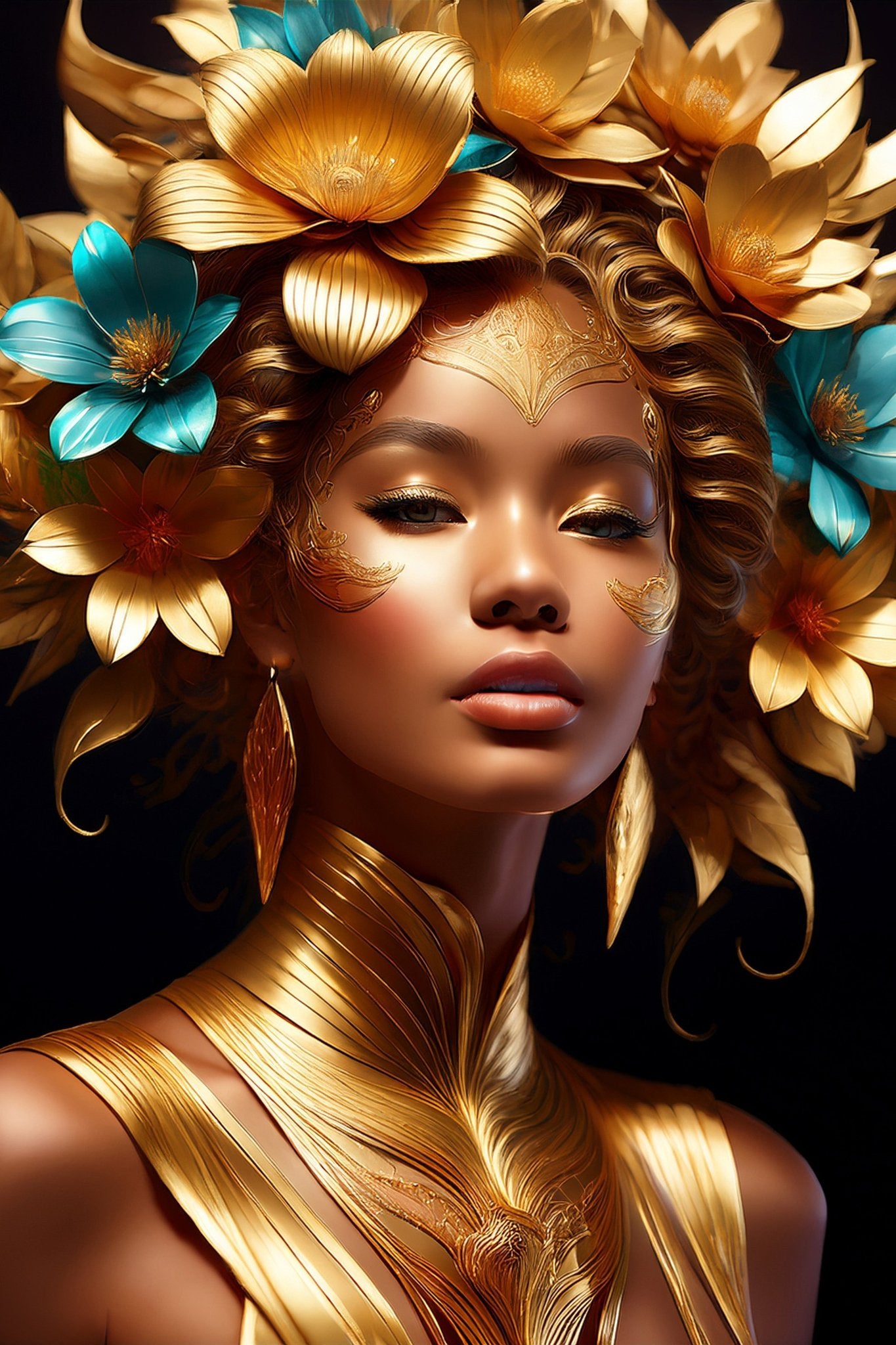 Golden women (2) - AFBEELDING AAN DE MUUR